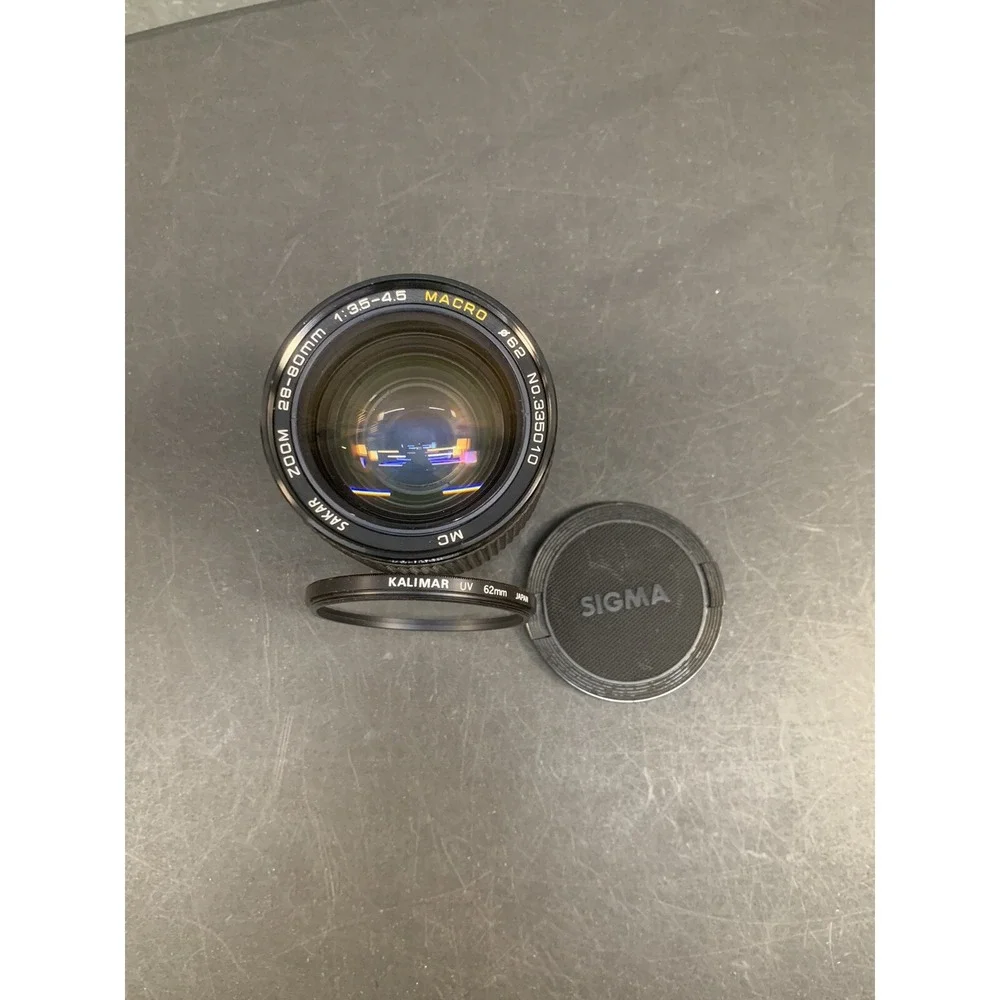 Sakar Macro Auto Focus Zoom 28-80mm 1:3.5-4.5 Lens + Kalimar UV Filter -Untested